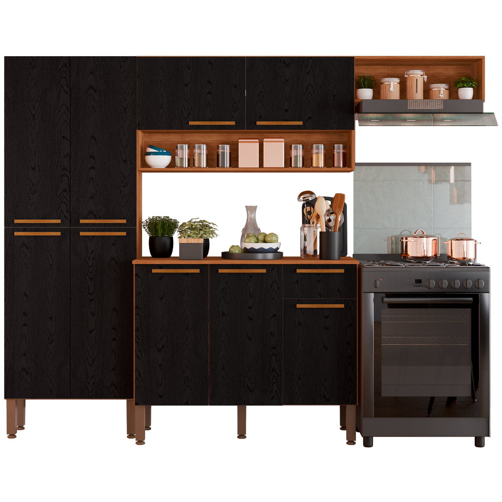 Cozinha Completa com Balcão Madri Cinamomo/Preto - SALLÊTO - Imagem 7