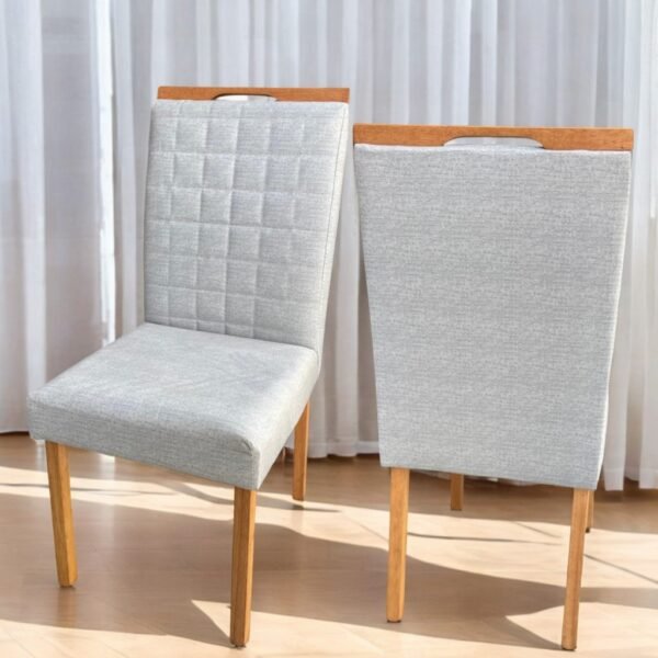 Kit 2 Cadeiras Pandora 01 Imbuia Mel/Veludo Cinza Prata 127 - CARVALHO DECOR