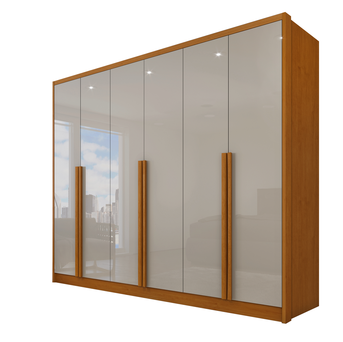 Guarda-Roupa 6 Portas Realeza 2,74 m Cinamono/Off White - TCIL - Imagem 4