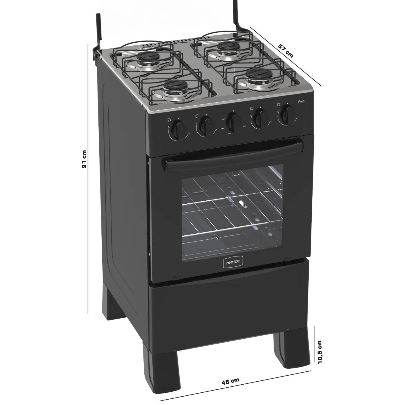 Fogão 4 Queimadores Ares Plus Preto – REALCE ELETRODOMÉSTICOS - Imagem 4