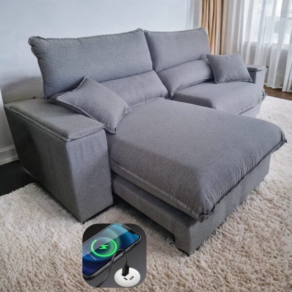 Sofá Retrátil e Reclinável Apogeu 2,50 m Linho Cinza 301 - ZARAT ESTOFADOS