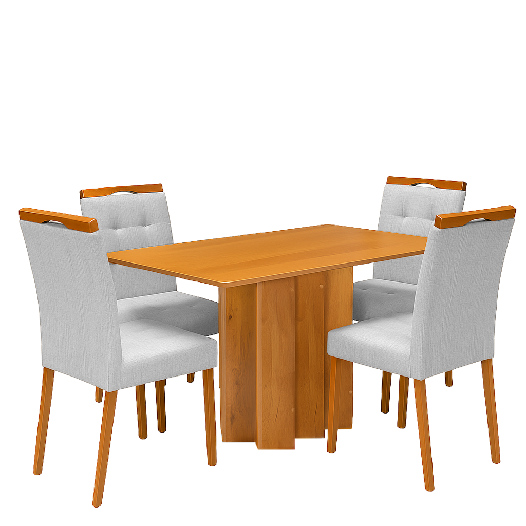 Mesa Recife 120 Cinamono Laminado com 4 Cadeiras Sophia Linho Cinza Prata 206 – CEL MÓVEIS + WM DECOR - Imagem 3