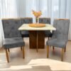 Mesa Salinas 90 Cinamomo/Off White com 4 Cadeiras Yasmim Veludo Cinza Grafite – AVALON DECOR + KM DECOR