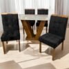 Mesa Classic 120 Cinamomo/Off White com 4 Cadeiras Sophia Mel/Veludo Preto – CEL MÓVEIS + WM DECOR