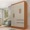 Guarda-Roupa 4 Portas Oregon/Belize 1,08 m Cinamomo/Off White - TCIL