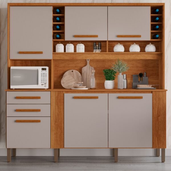 Kit de Cozinha Catar 2,00 m Cinamomo/Off White - SALLÊTO