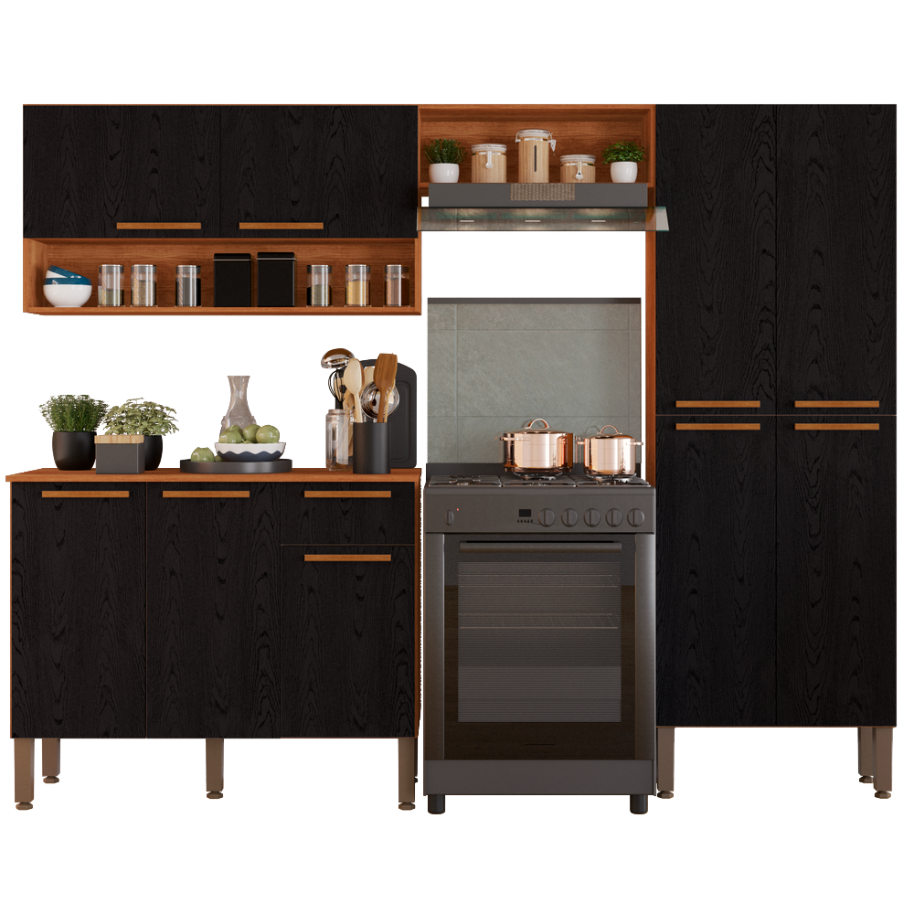 Cozinha Completa com Balcão Madri Cinamomo/Preto - SALLÊTO - Imagem 8