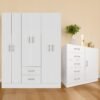 Guarda-Roupa 6 Portas Jamaica 6002 + Cômoda 5 Gavetas Sapateira Miami Branco – FELLICCI