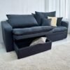 Sofá Retrátil Baú Versate 2,40 m Linho Azul - ARJAN DECOR