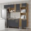 Cozinha Compacta para Pia + Balcão 3P1G Vitória 2,40 m Atacama/Grafite - ARAMÓVEIS