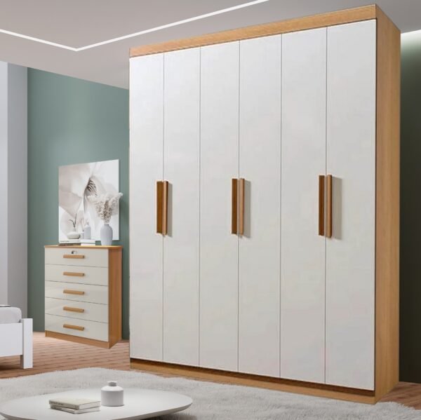Guarda-Roupa 6 Portas Colibri + Cômoda Ipanema Cinamono/Off White - D'DORO MÓVEIS