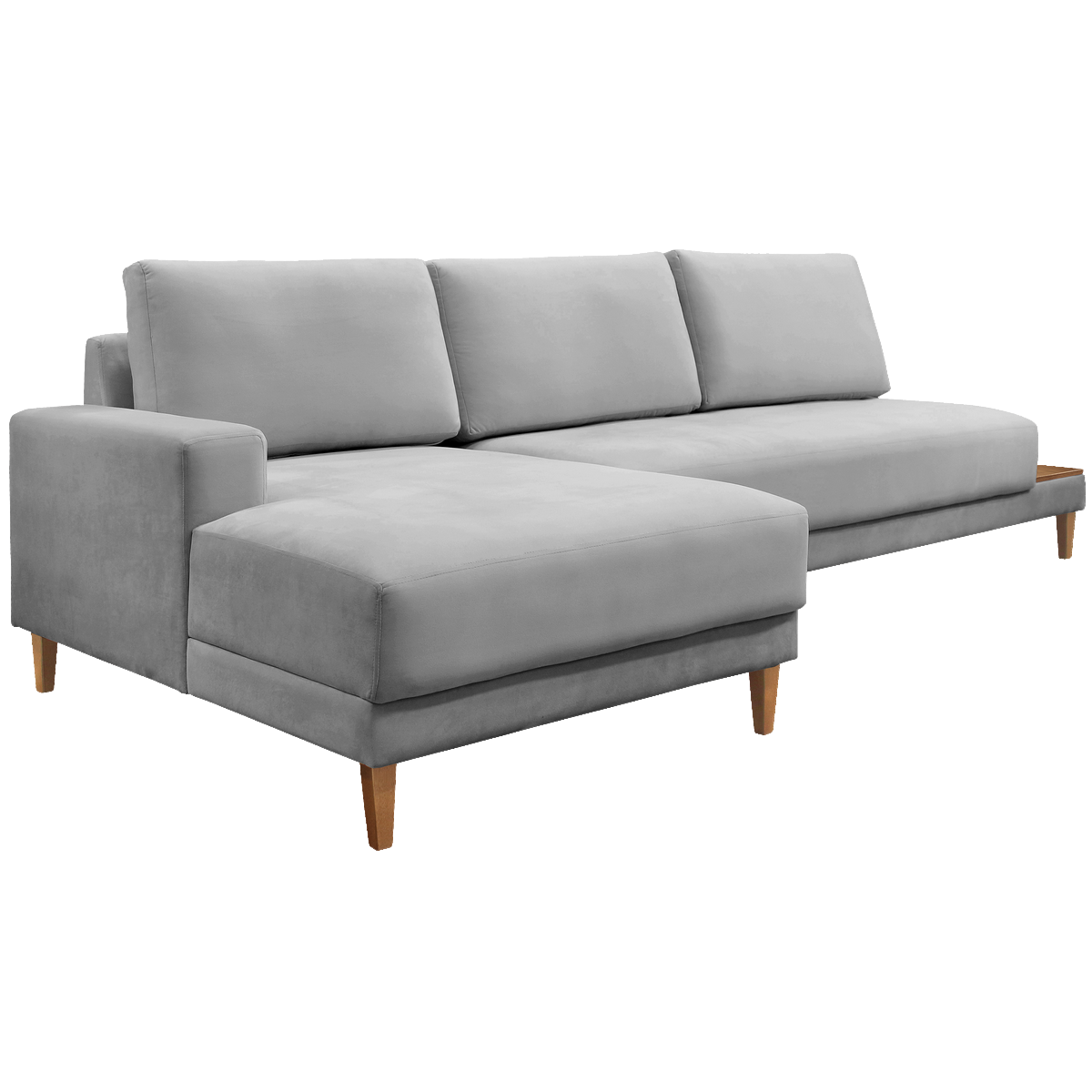 Sofá com Chaise Ref.825 2,90 m Chenile Linho Cinza Firenze - RONDOMÓVEIS - Imagem 6