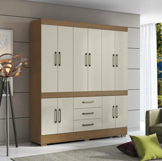 Guarda-Roupa 10 Portas Mônaco 178,8 m Atacama/Areia - ARAMÓVEIS