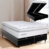 Colchão Queen New Freedom 32 cm D33 Molas Ensacadas + Base Baú Corino Preto – ORTOBOM + BIOSTAR