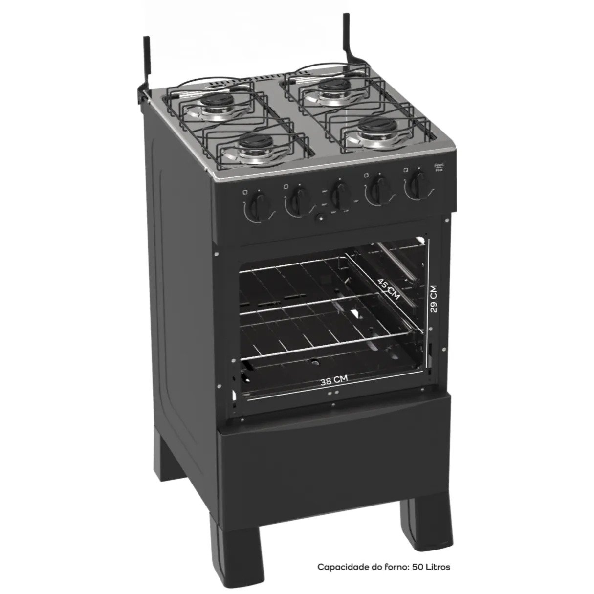 Fogão 4 Queimadores Ares Plus Preto – REALCE ELETRODOMÉSTICOS - Imagem 5