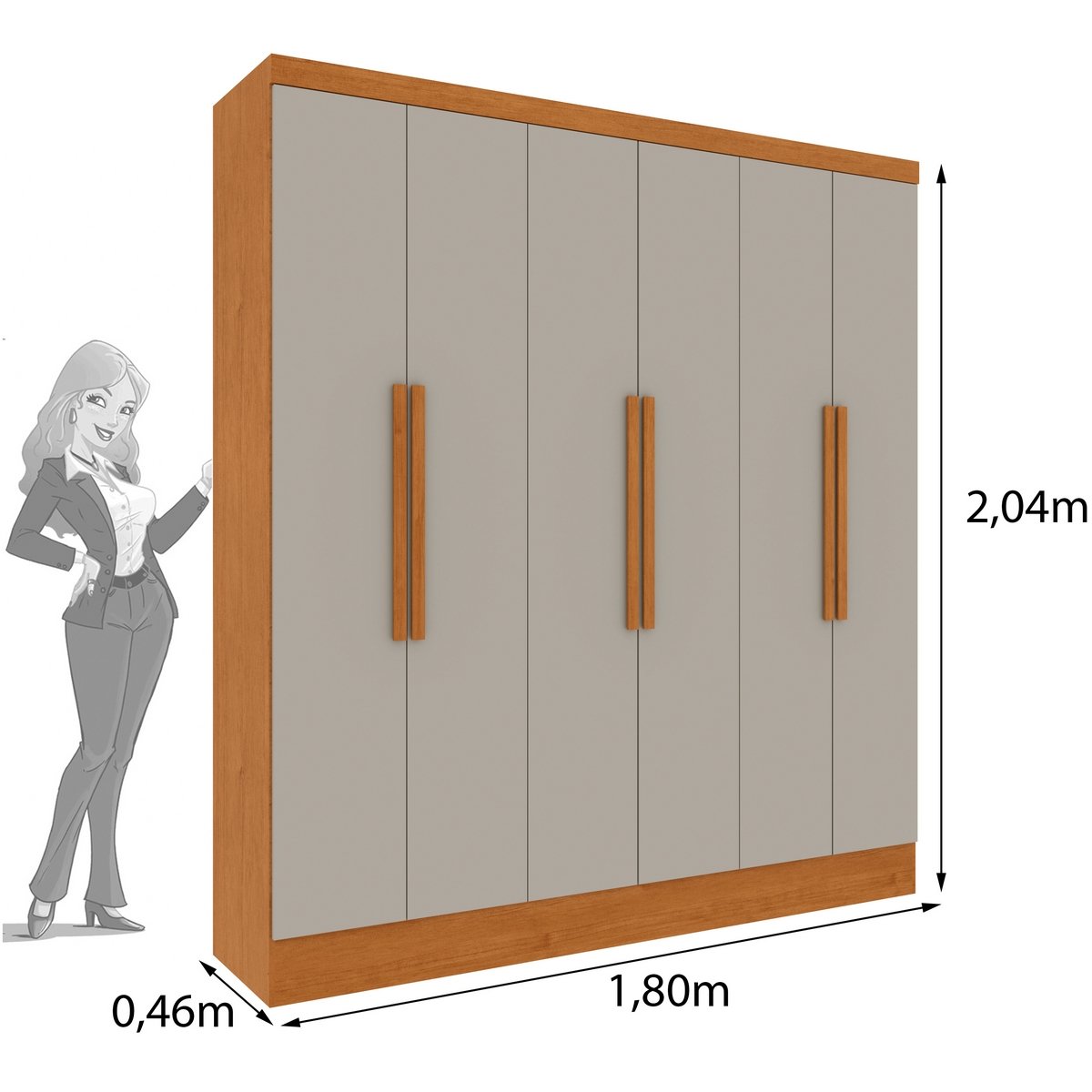 Guarda-Roupa 6 Portas Bariloche 1,80 m Cinamono/Off White - TCIL - Imagem 3