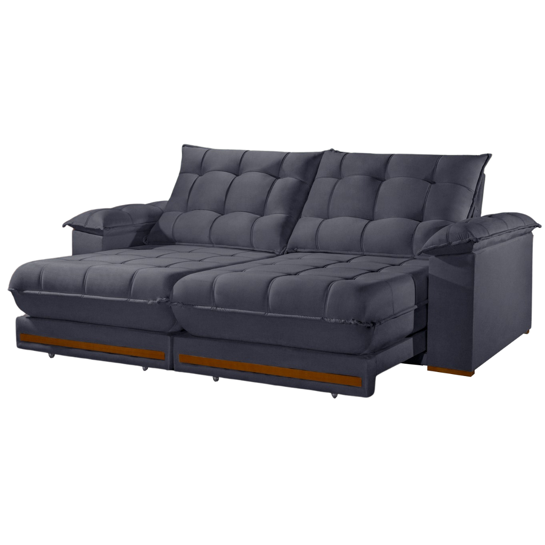 Sofá Retrátil e Reclinável Barcelona 2,50 m Veludo Cinza Grafite - ESTOFADOS TEIXEIRA - Imagem 5