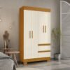 Guarda-Roupa 4 Portas Maya 0,998 m Cinamono/Off White - ACP MÓVEIS