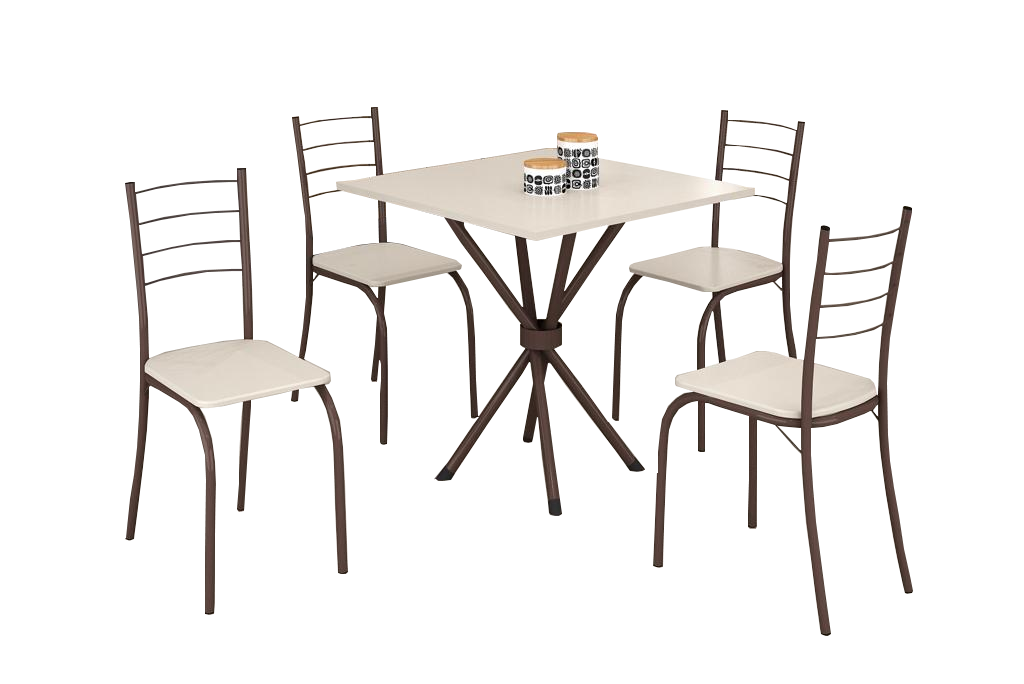 Mesa 4 Cadeiras Rio 75x75 Marrom/Off White - TEIXEIRA - Imagem 3