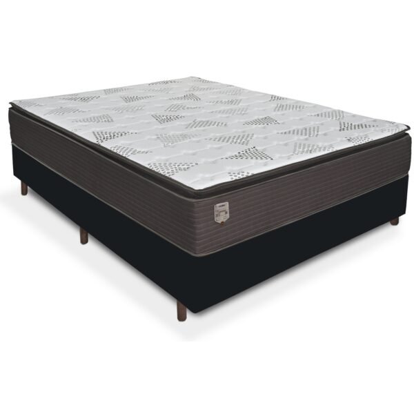 Colchão Casal D26 Ravena + Base Box Simples Corino Preto - UMAFLEX + BIOSTAR
