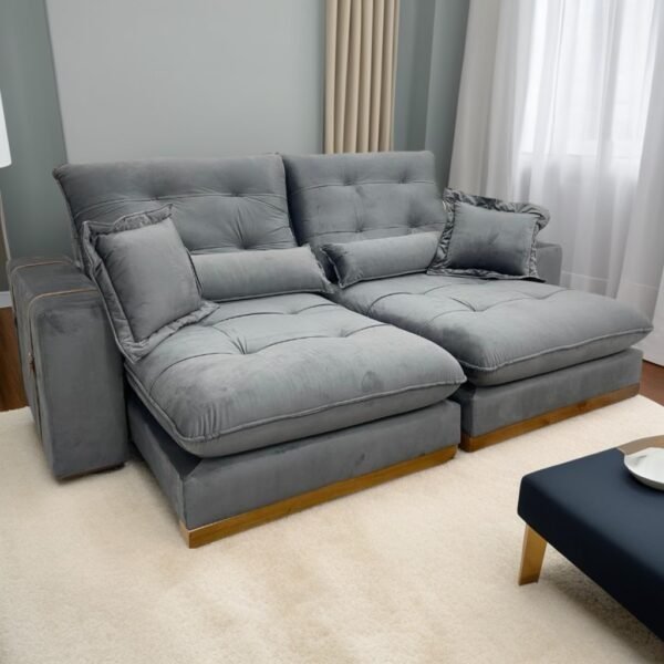 Sofá Retrátil e Reclinável Arthur/Toronto 2,50 m Grafite 4053 - D'VITRINE ESTOFADOS