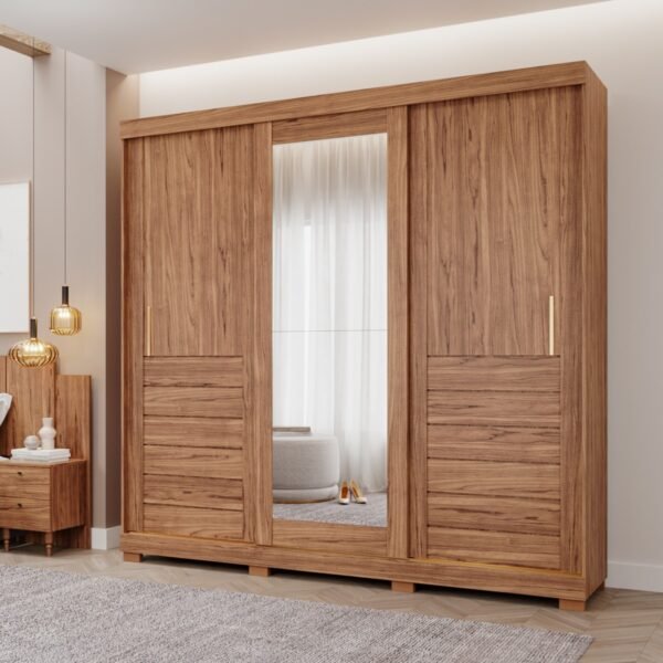 Guarda-Roupa 3 Portas Slide Cecília 2,352 m Cinamono - PANAN MÓVEIS