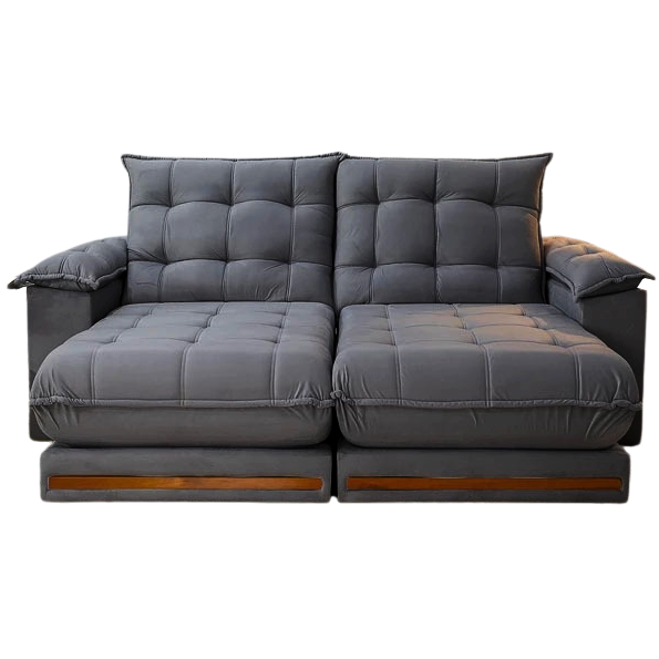 Sofá Retrátil e Reclinável Barcelona 2,50 m Veludo Cinza Grafite - ESTOFADOS TEIXEIRA - Imagem 4