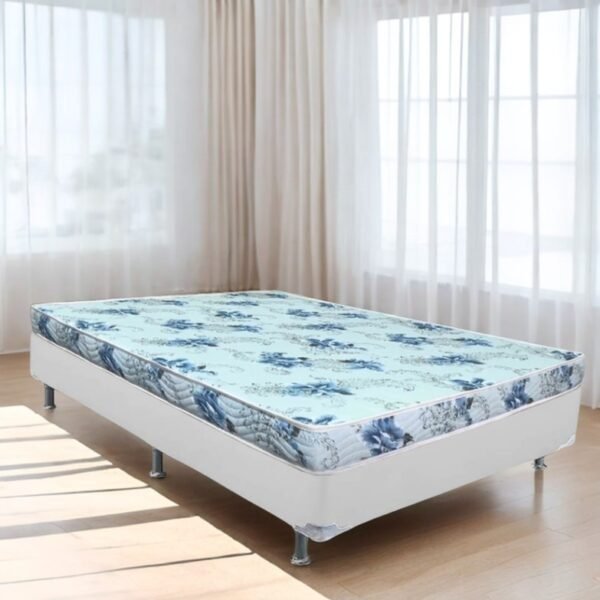 Colchão Casal Dream Soft + Base Box Simples Corino Branco – ORTOBOM + BIOSTAR