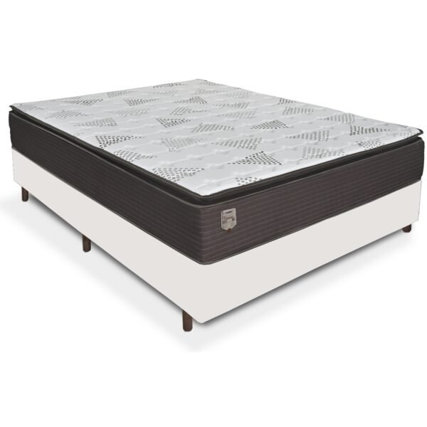 Colchão Casal D26 Ravena + Base Box Simples Corino Branco– UMAFLEX + BIOSTAR