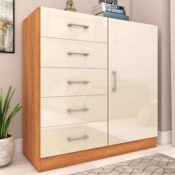 Cômoda 5 Gavetas com Sapateira Miami Cinamono/Off White – FELLICCI