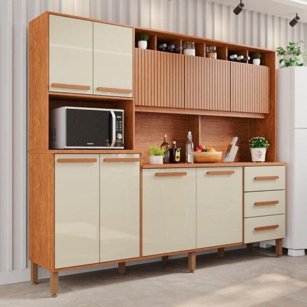 Kit Cozinha Angelina Prime 2,40 m Frisada Cinamono/Off White - IMOP