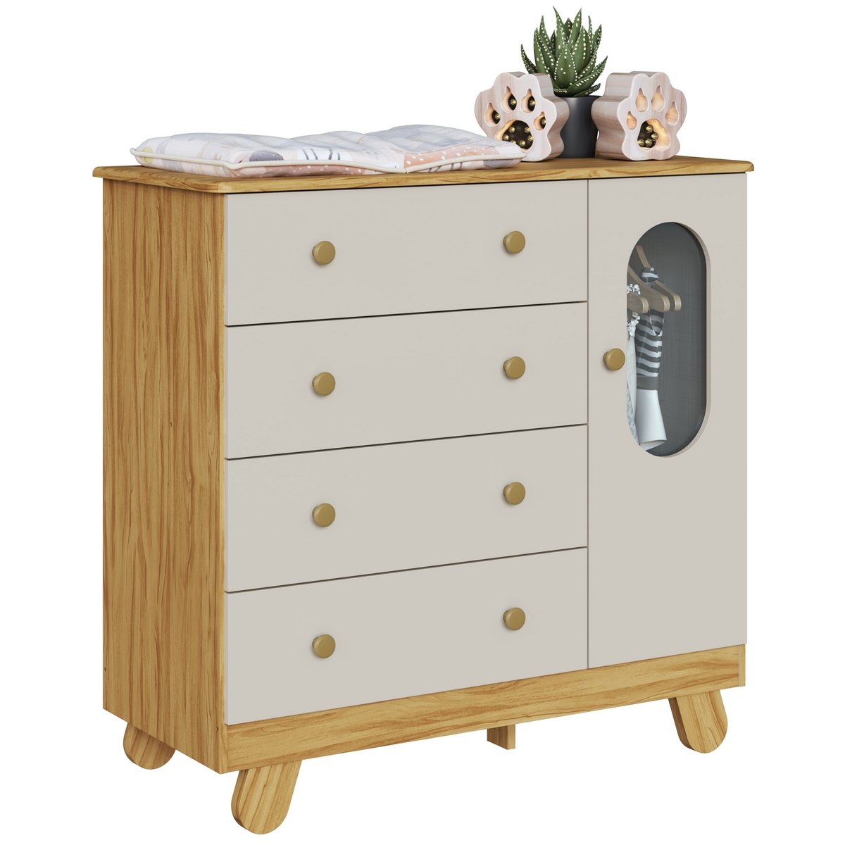 Cômoda Pingo Amêndoa/Off White - PEROBA MÓVEIS - Imagem 3