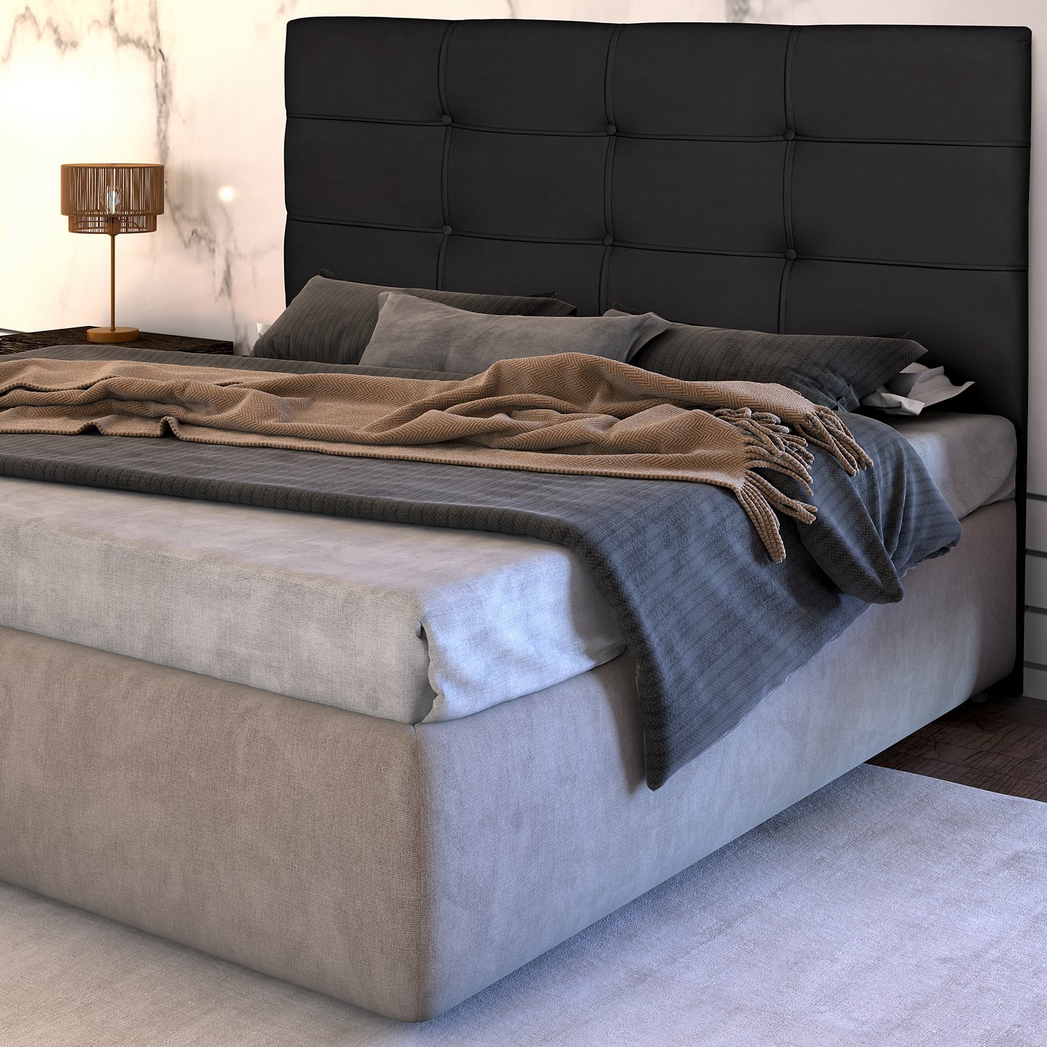 Cabeceira Casal Eslovênia Corino Preto - R.A ESTOFADOS