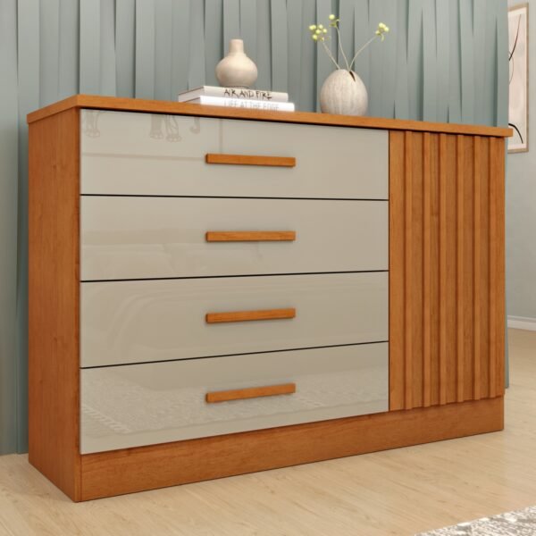Cômoda Barcelona Ripado Cinamono/Off White - TCIL