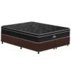 Colchão Queen Pérola Negra D33 + Base Box Simples Corino Marrom – GAZIN COLCHÕES + ALTO NÍVEL CAMAS E COLCHÕES