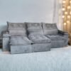 Sofá Retrátil e Reclinável Imperial 2,75 m Veludo Jolie Cinza 08 - IMPERIAL DECOR