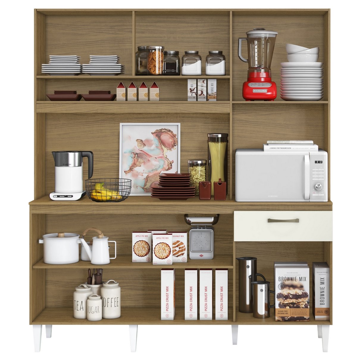 Kit Cozinha Siena 1,60 m Atacama/Off White - ARAMÓVEIS - Imagem 2