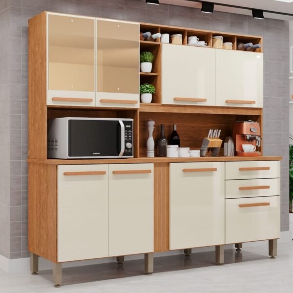 Kit Cozinha Antonela Prime 2,10 m Cinamono/Off White - IMOP