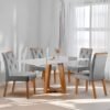 Mesa Ayres 120 Mel/Off White com 4 Cadeiras Yasmim Veludo Cinza Grafite – VIEIRA DECOR