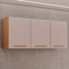 Armário Aéreo Triplo New Valência Cinamomo/Off White - SALLÊTO