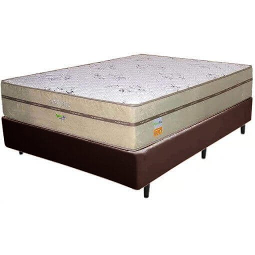 Colchão Casal Toronto D28 + Base Box Simples Corino Marrom – ECOTEC + ALTO NÍVEL CAMAS E COLCHÕES
