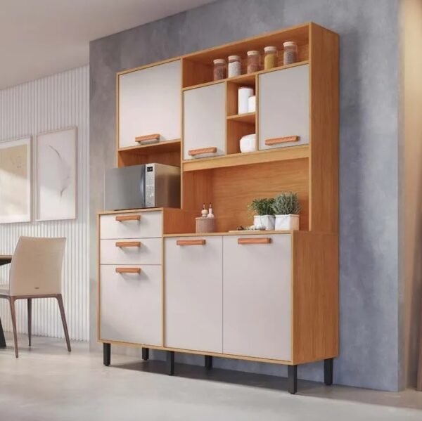 Kit Cozinha 6P2G Nápoles 1,60 m Cinamono/Off White - ITATIAIA