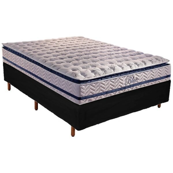 Colchão Casal Blue + Base Box Simples Preto - PAROPAS + BIOSTAR