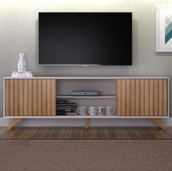 Rack até 65" Manaus Off White/Cinamono - VALDEMÓVEIS