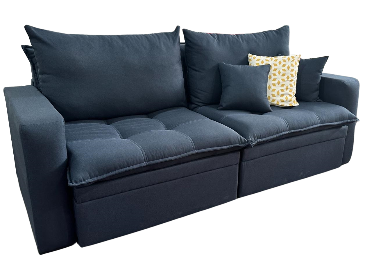 Sofá Retrátil Baú Versate 2,40 m Linho Azul - ARJAN DECOR - Imagem 5