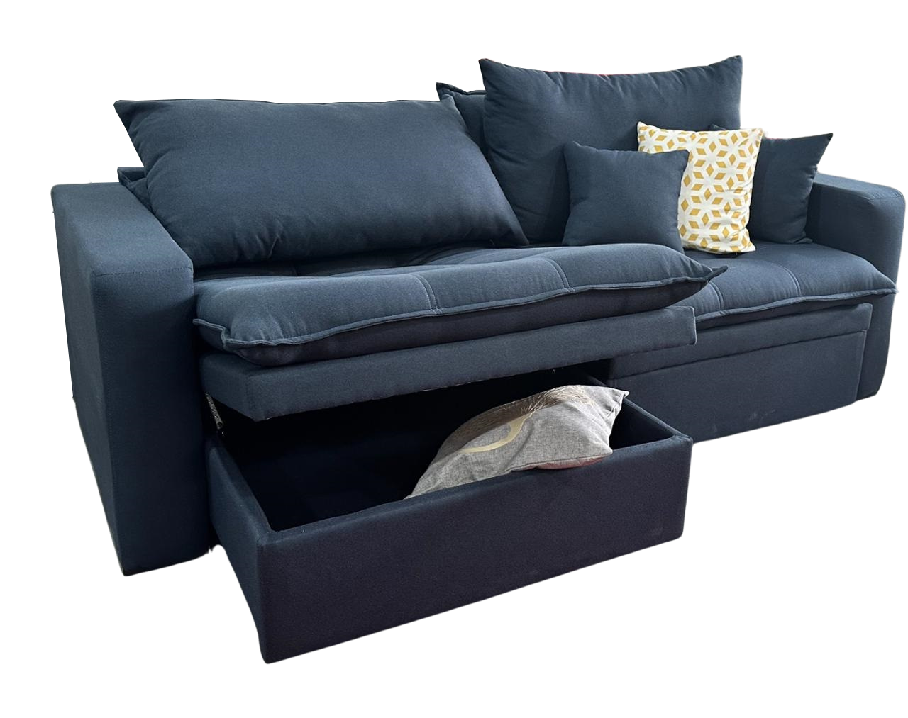 Sofá Retrátil Baú Versate 2,40 m Linho Azul - ARJAN DECOR - Imagem 4