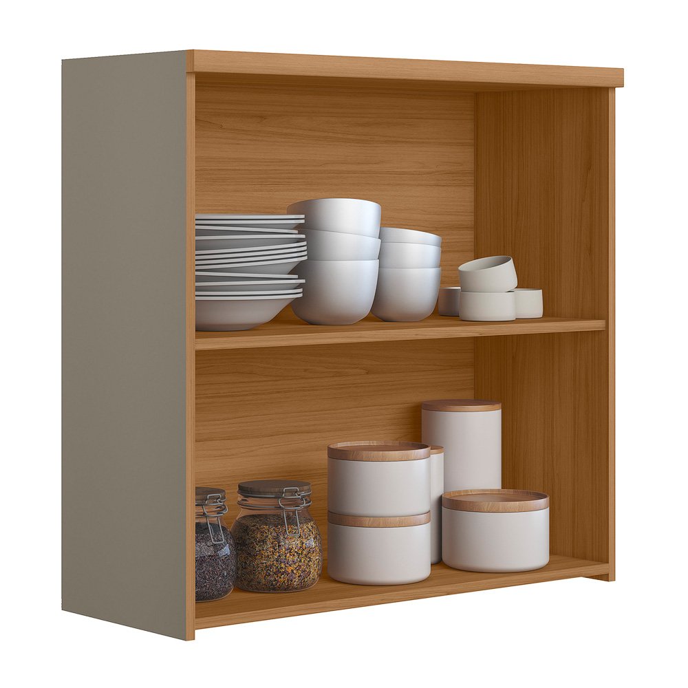 Armário Aéreo Duplo Allure 0.8 Jequitibá/Gris Fosco - LINEA BRASIL - Imagem 2