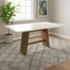 Mesa Mona/Munique 160 Mel/Blonde Off White com 6 Cadeiras Sophia Veludo Bege – VIERO MÓVEIS + WM DECOR
