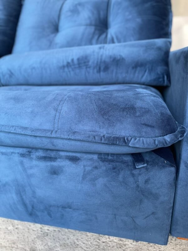 Sofá Retrátil e Reclinável Malu 2,10 m Azul - D'VITRINE ESTOFADOS(PROMOÇÃO)