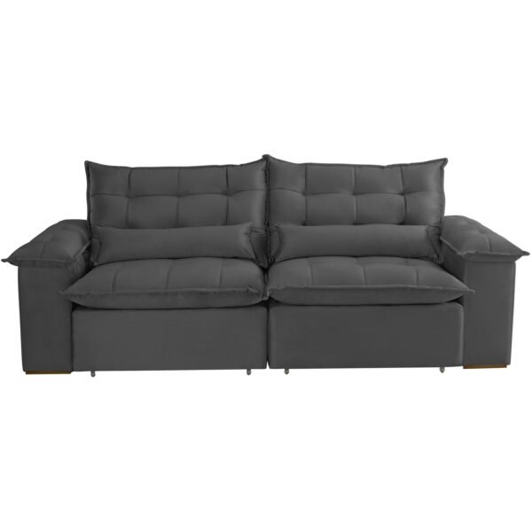 Sofá Retrátil e Reclinável Niger 2,50 m Veludo Cinza B010 - TREVO ESTOFADOS